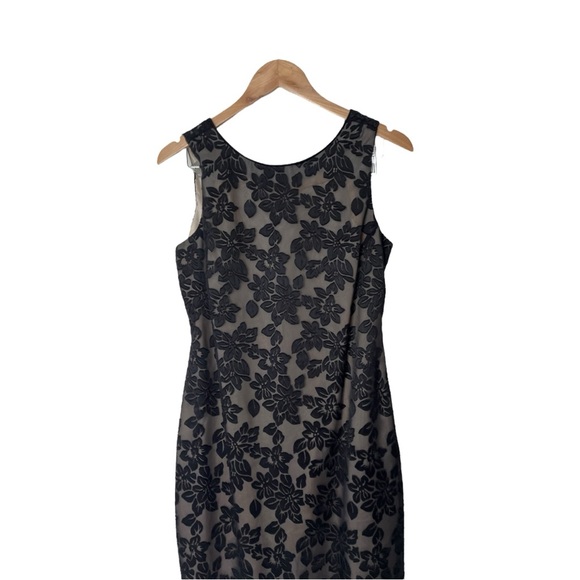 Vintage New Y2K Black Burnout Black Nude Maxi Dress Whimsigoth 6P 6 P - Picture 2 of 7